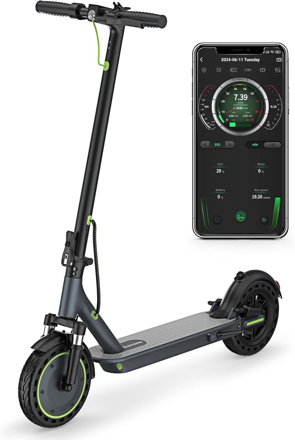 Electric Scooter - 8.5"/10'' Solid Tires, 350W/500W Motor, Up to 19-22MPH and 21-24Miles Long-Range Portable Commuting Scooter for Adults with Double Braking System and App 350W 23Miles 8.5" Dual shock absorber
