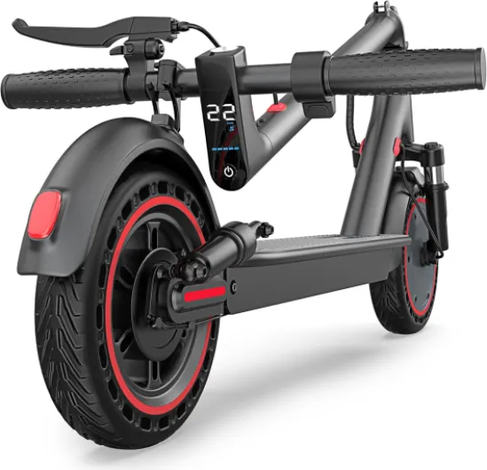 Electric Scooter, 8.5" /10" /14" Tire, 16/19/22 Mph Top Speed, 12/16/21/27/28/49/50 Miles Long Range, Folding Escooter for Adults and Kids with Seat Bag, Dual Braking, Dual Suspension, App 10Inch Solid Tires-10.5Ah
