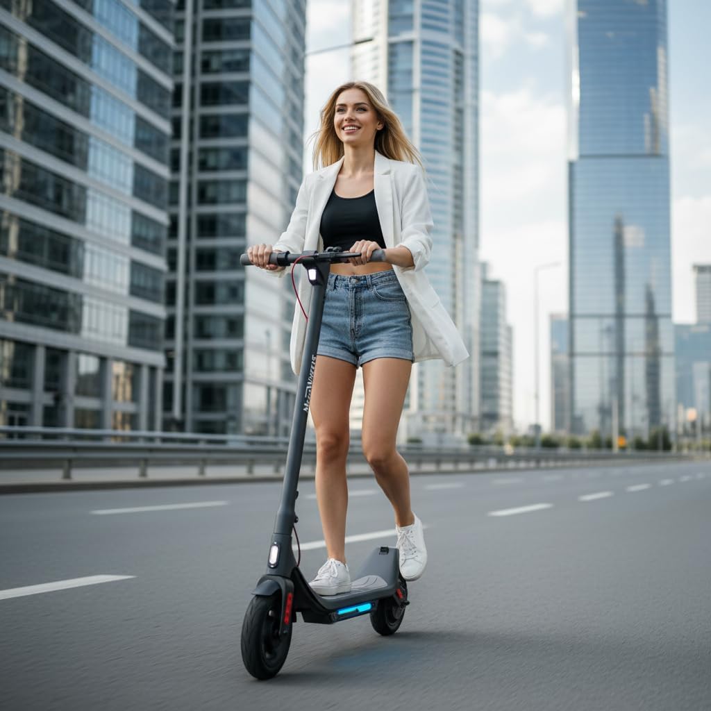 Electric Scooter, Electric Scooter Adults 500W,31 Miles Long Range,10in Tubeless Tires, 15.5mph E Scooter with Smart APP Control for Commuting, Outdoor, Short Travel Gift 500W-31Miles-Ambient Lighting