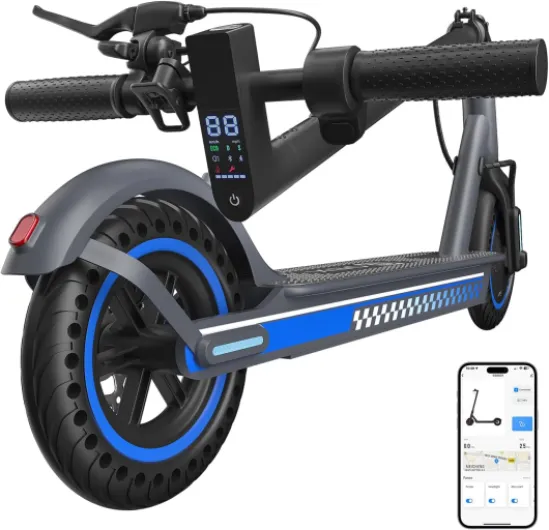 Electric Scooter Adult 350W/500W Motor, Top Speed 19/22 mph, Max 18/22 Miles Ranges, Foldable E Scooters for Adults with Cruise Control APP Control Double Braking for Commuting 350W-19MPH-Blue