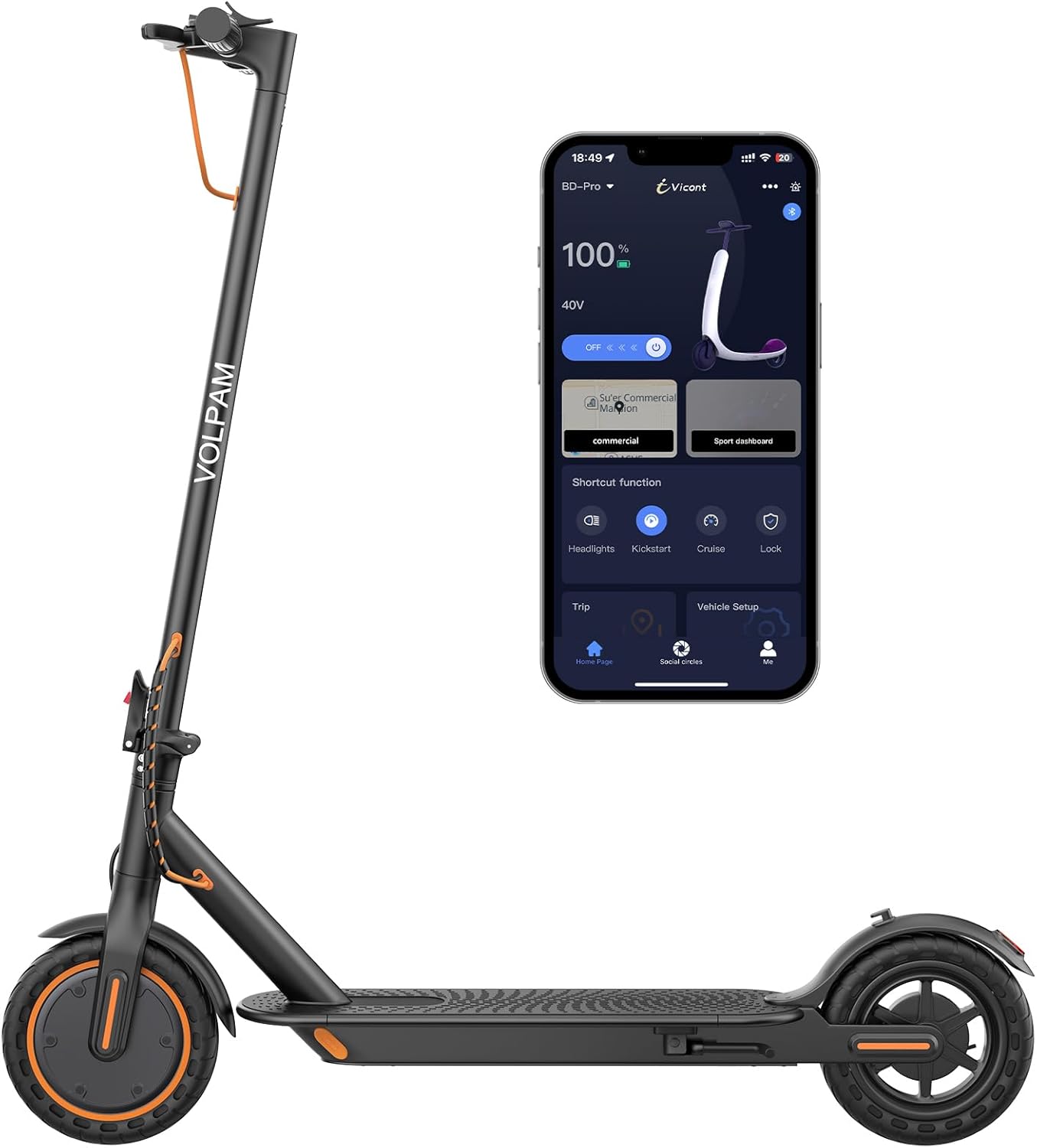Electric Scooter, 350W/500W Powerful Motor, 8.5"/10" Solid Tires, 19/22Mph, 28/23/21/16 Miles Max Range, Dual Braking 8.5''-15Miles-350W-19Mph