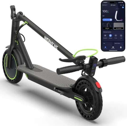 Electric Scooter, 10"/8.5" Solid Tire, 500W/350W Powerful Motor & 19/22 MPH Top Speed, 28/25/22/16 Miles Long Range, Folding E Scooter with Dual Braking for Teens and Adults 8.5"-350W-19MPH-Green