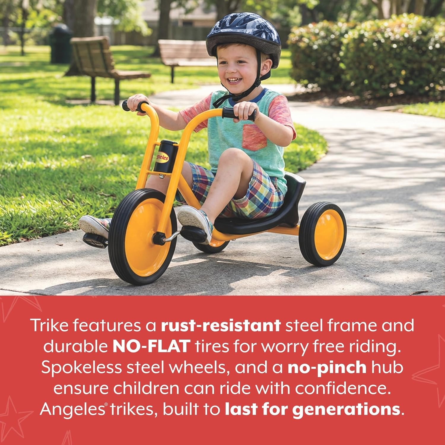 MYRIDER Toddler Trike, Kids Tricycle for Preschool, Daycare, Playground Kids Tricycles, Rubber Tires, Yellow/Black, 14.5" Easy Rider Yellow-black