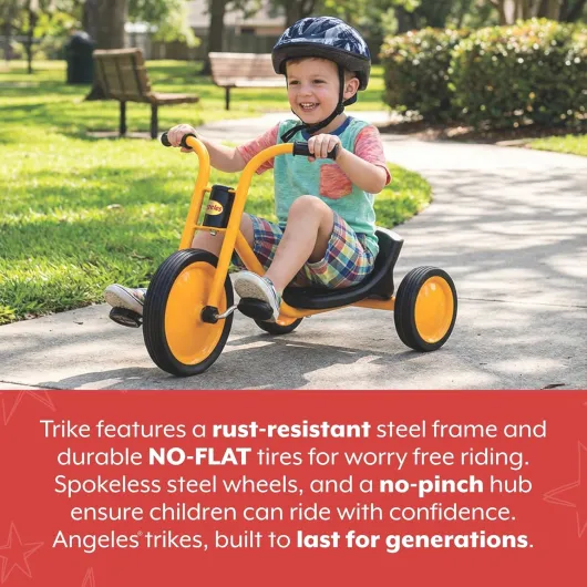 MYRIDER Toddler Trike, Kids Tricycle for Preschool, Daycare, Playground Kids Tricycles, Rubber Tires, Yellow/Black, 14.5" Easy Rider Yellow-black