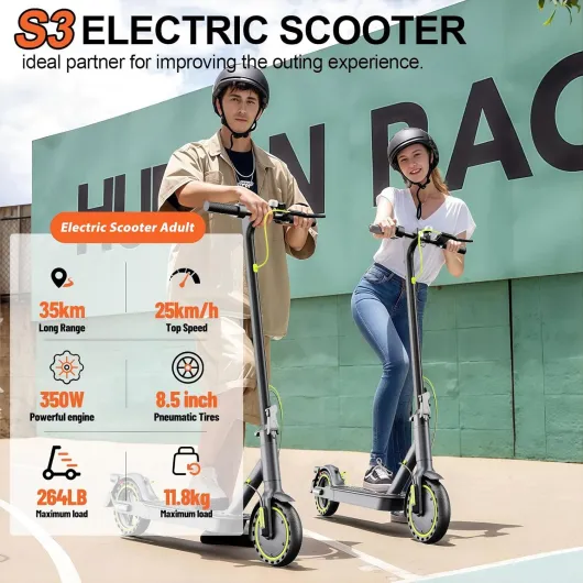 Electric Scooter Adult, 30-35km Range, 8.5" Ultra Light Electric Scooters for Adults and Teens, 36V 7.8Ah Battery, 350W Motor, 3 Speed Mode, TODIMART T series Foldable E Scooter Black 35KM-S3