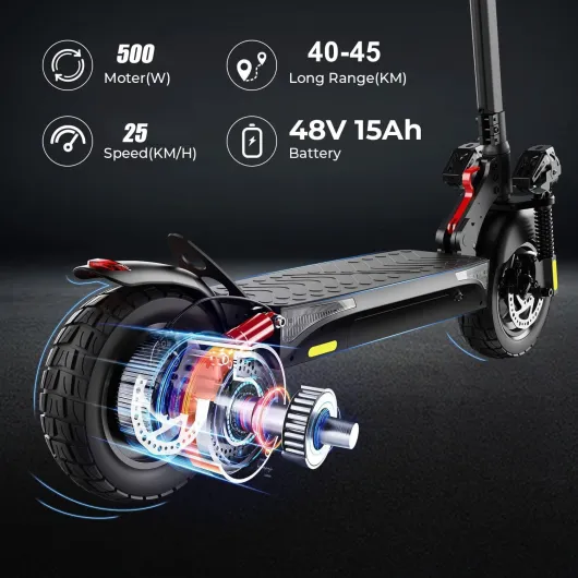 Electric Scooter, iX4 Electric Scooters Adult 10 Inches Off-road Honeycomb Tires, 45 km Long Range, 48V 15Ah Fast E-Scooter, 3 Speed Modes with APP Control, Dual Shock Suspension 10 inches Deep black