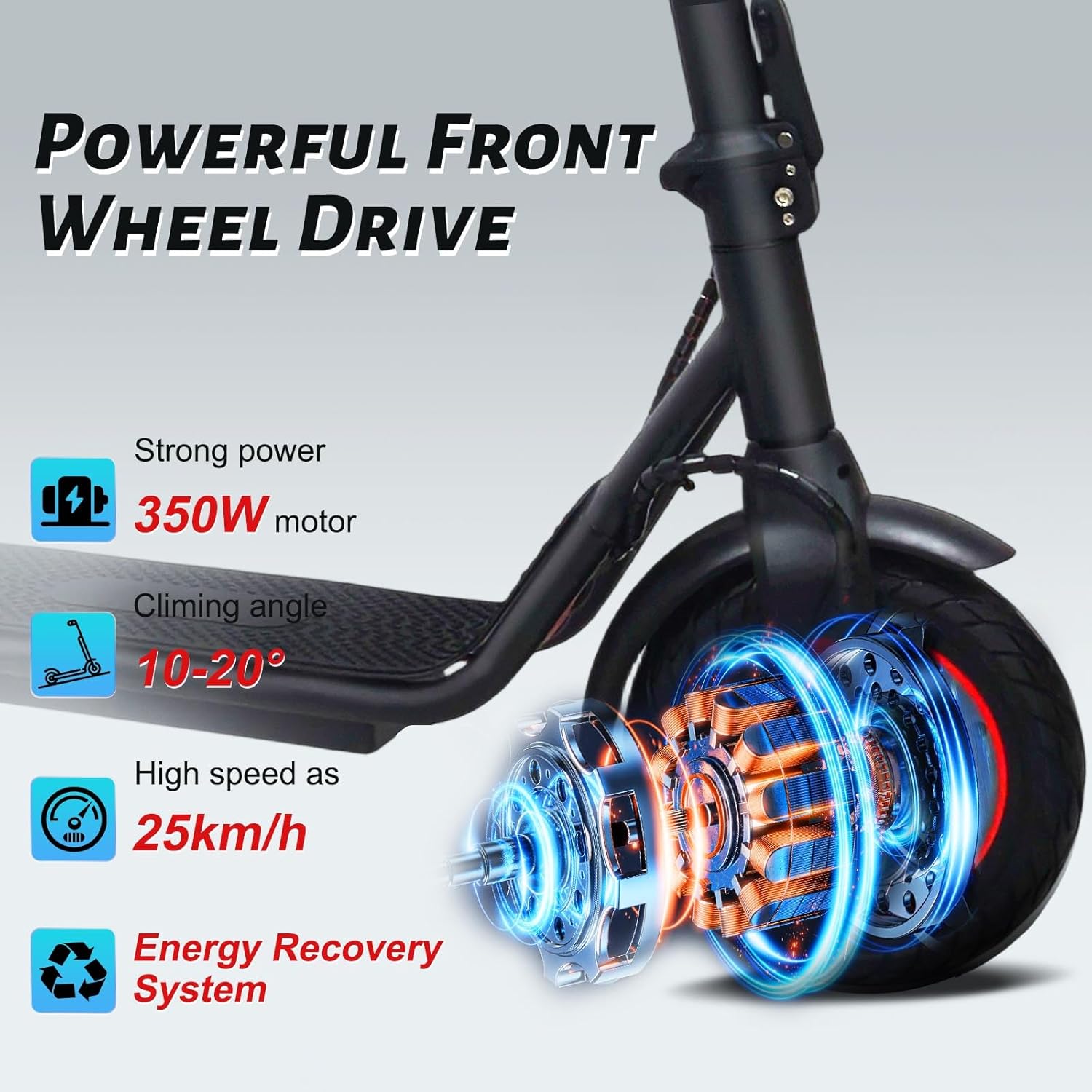 Electric Scooter 10 inch Big Solid Tires, Electric Scooters Adult, 3 Speed Mode, Foldable Electric Scooters with APP, Double Braking System E Scooter for Adults and Teens Gifts