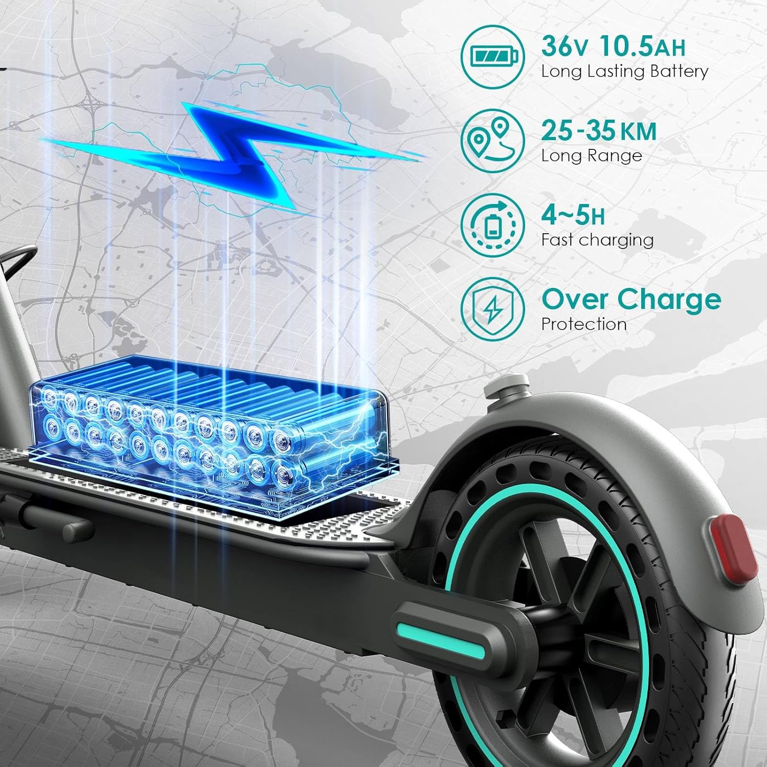 Electric Scooter Adults,350/500w High Power Motor,Solid/Pneumatic 8.5"/10" Tires, Up to 25KM/H,Long Range 35-45KM,Double Drum Braking System,Folding Escooter, Max Load 120kg,APP Control Blue-A